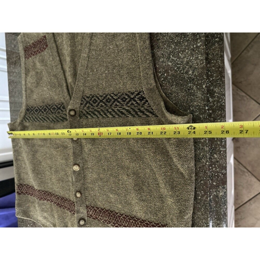 Vintage Eddie Bauer Men's L Wool Button Sweater Vest Aztec Western Grandpacore - Picture 4 of 9